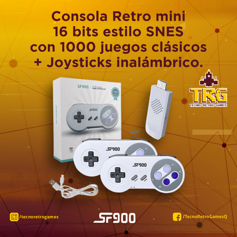 Nueva consola Retro mini 16 bits estilo SNES con 1500 juegos clasicos con Joysticks inalambricos.