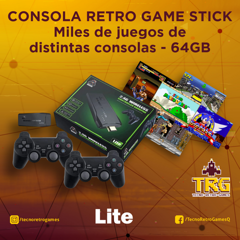 Consola retro Game Stick con miles de juegos de distintas consolas 64GB, 2.4G Inalambricos