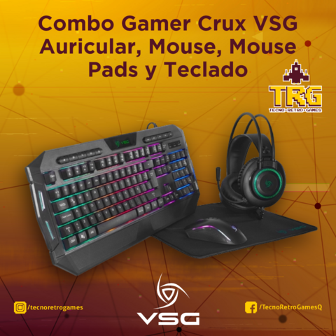 Combo Gamer Crux VSG Auricular, Mouse Mouse Pads Teclado