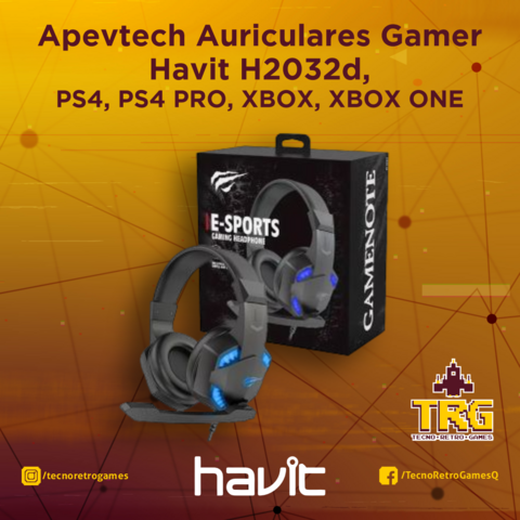 Apevtech Auriculares Gamer Havit H2032d PS4, PS4 Pro, XBOX, XBOX One