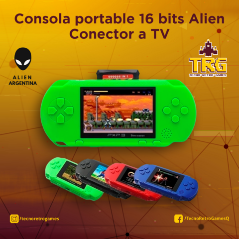 Consola portable 16 bits Alien con conector a TV para todas las edades