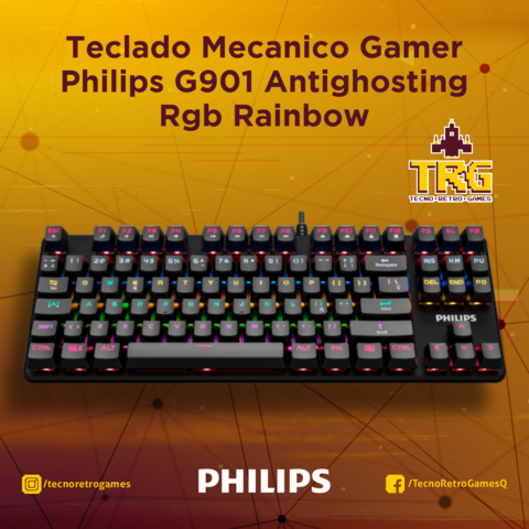 Teclado Mecanico Gamer Philips G901 Antighosting Rgb Rainbow