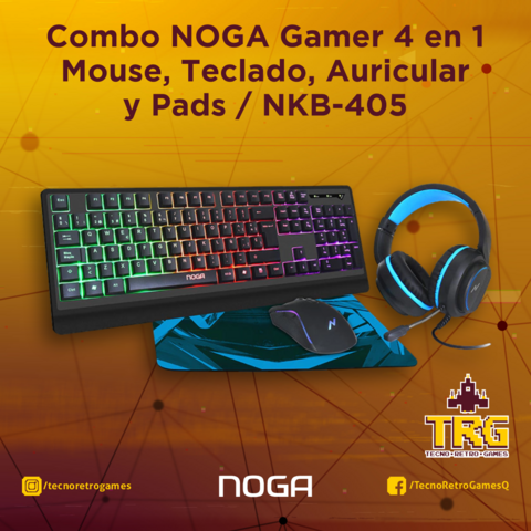 Combo Gamer 4 en 1 Mouse, Teclado Auricular y Pads la mejor performance para tus juegos NKB-405