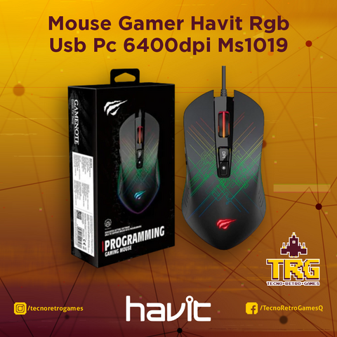 Mouse Gamer Havit Rgb Usb Pc 6400dpi Ms1019