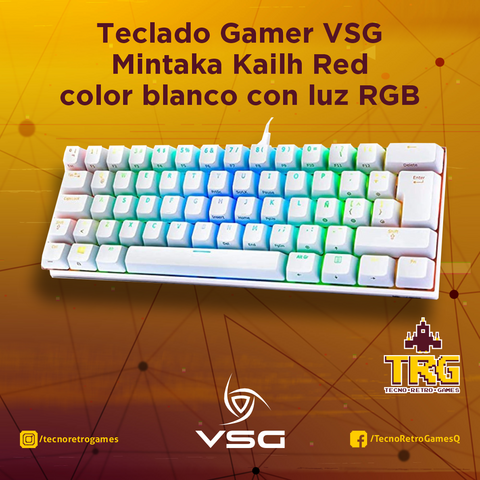Teclado Gamer VSG Mintaka Kailh Red español latinoamérica color blanco con luz RGB (copia)