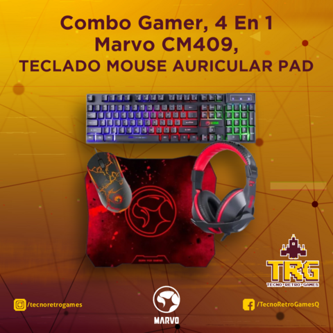 Combo Gamer Marvo 4 En 1 Teclado Mouse Auricular Pad CM409