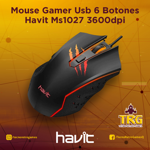 Mouse Gamer Usb 6 Botones Havit Ms1027 3600dpi Gaming