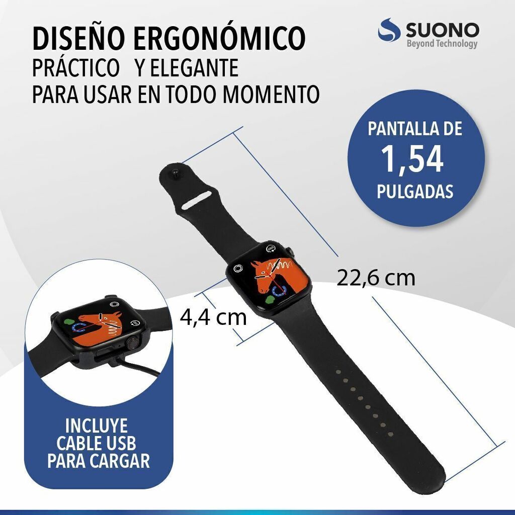 Reloj inteligente smartwatch I8 Android ios color negro ideal deporte