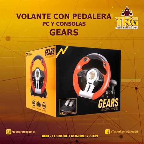 Volante Gamer GEARS, con pedalera para PC y Consolas