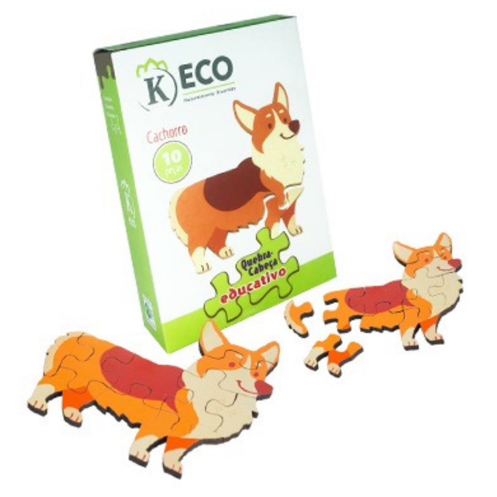 Brinquedos Educativos Kit 4 Quebra-Cabeças de Animais Madeira