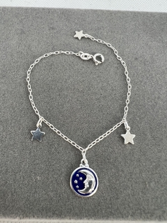 Pulseira lua em resina azul .