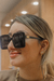 Óculos de sol quadrado cravejado nas laterais - Proteção UV400 - comprar online
