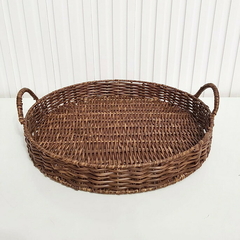 Bandeja 38cm Redonda Rattan Sintético Marrom