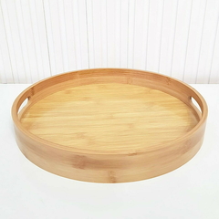 Bandeja 35cm Redonda Bambu com Alças (fundo Mdf)