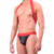 Cueca Jockstrap Com Suspensório Preto E Vermelho - Tamanho Único