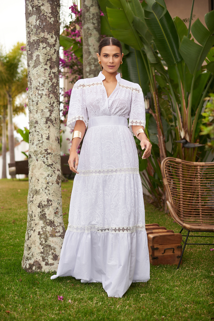 Vestido com blusa de renda sales