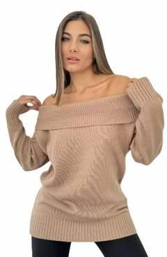 Sweater Hilo Cuello Bote Largo Mujer Premium Tejido (448)