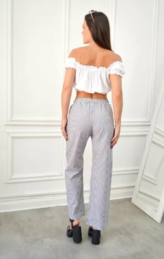 Pantalon Rayado Palazzo Verano Mujer Poplin Bolsillos (510) - comprar online