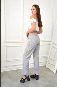 Imagen de Pantalon Rayado Palazzo Verano Mujer Poplin Bolsillos (510)