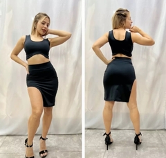 Conjunto Top Y Pollera Corta Con Tajo Lycra Mujer 2 Piezas (320) - BAKMOR