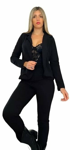 Traje Sastrero Blazer Y Pantalon Tiro Alto Creppe 2 Piezas (260) - BAKMOR