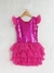 Vestido Tutu Mari Temático Barbie Rosa Pink Paetê