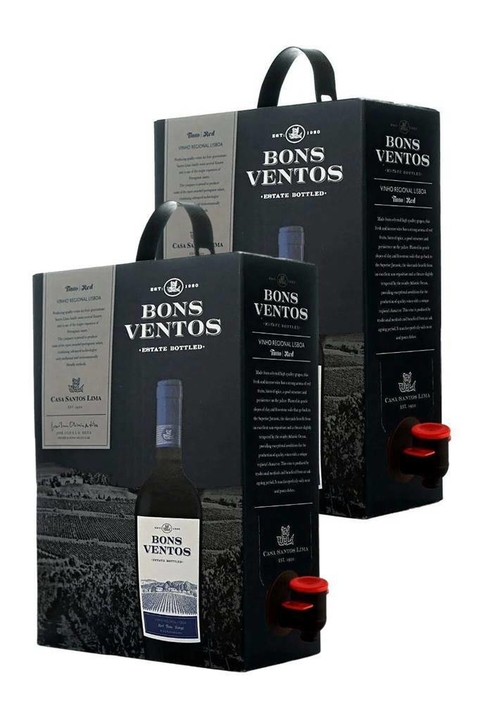 Vinho Português Tinto Kit 2 Bons Ventos Bag In Box 3000ml