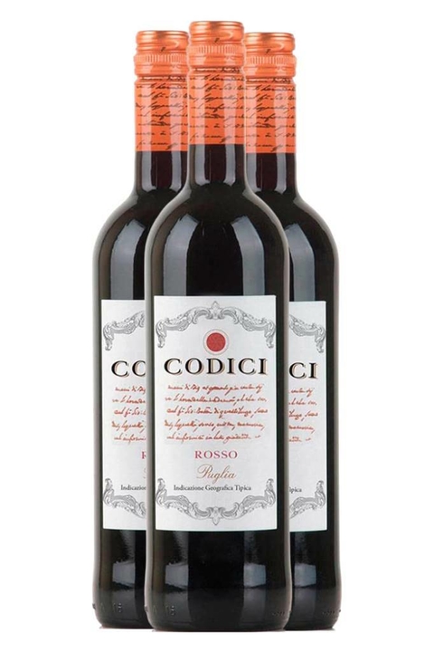 Vinho Italiano Tinto Kit 3 Codici Puglia Rosso 750ml