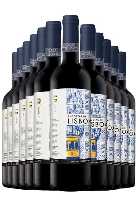 Vinho Português Tinto Kit 12 Vinhos Encostas De Lisboa 750ml