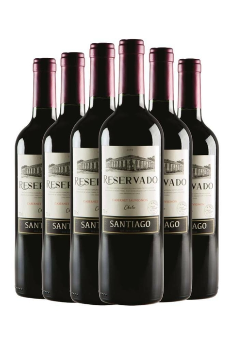 Vinho Chileno Tinto Kit 6 Santiago Cabernet Sauvignon Reservado 750ml