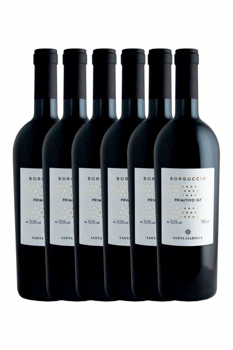 Vinho Italiano Tinto Kit 6 Santa Isabella Borguccio Primitivo 750ml
