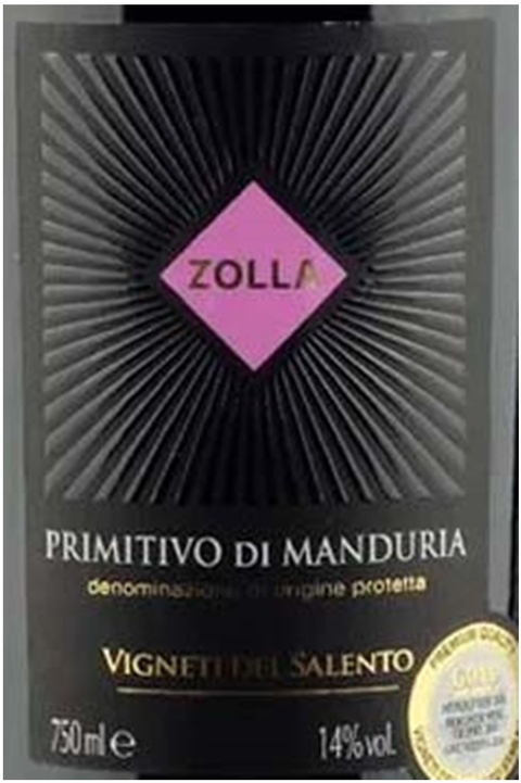 Vinho Italiano Tinto Zolla Primitivo di Manduria 750ml - comprar online