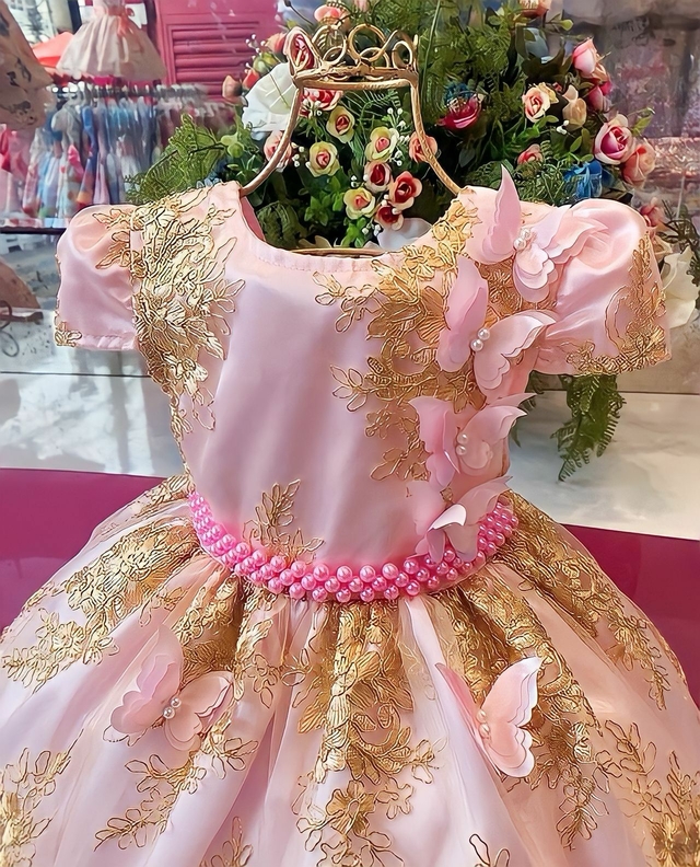 Vestido Infantil Princesa Rosa
