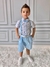 715 Conjunto Infantil Azul Masculino Suspensório e Bermuda - P.M.G.1.2.3.4.6.8.10.12