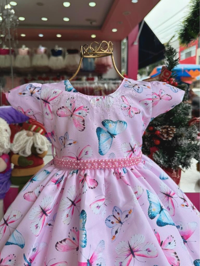 2603 Vestido Infantil de Festa Jardim Encantado Rosa 1.2.3