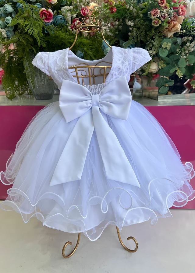 Vestido de hotsell batizado azul bebe