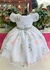 1193 Vestido Infantil Branco Com Buquê de Flores Verde - 1.2.3.4