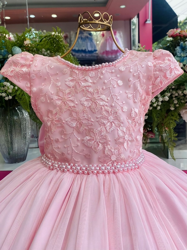 2086 Vestido Juvenil de Festa Formatura Eventos Rosa Luxo 4 ao 12