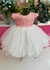1076B Vestido de Batismo Infantil Rosê C/ Off White Luxo - P.M.G
