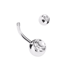 Piercing de Umbigo 2 Pedras Zirconia Aço Cirúrgico - FOR GIFT PRATA