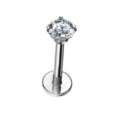 Piercing Labret Ponto De Luz Zircônia Haste 6mm - FOR GIFT PRATA