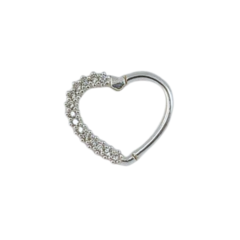 Piercing Coração Cravejado Daith 10mm Articulado Prata 925 - comprar online