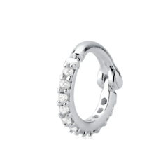 Piercing Orelha Argola Cravejada 6mm Articulada Prata 925 - comprar online