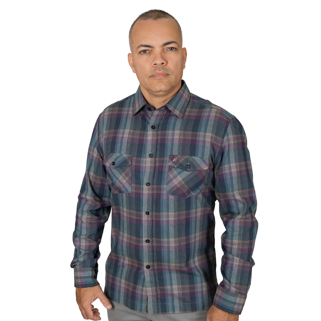 Camisa masculina 100% algodão Casual Xadrez