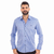 Camisa Masculina Slim Manga Longa Lisa com Detalhe Contraste