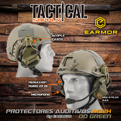 PROTECTORES ADITIVOS TACTICOS EARMOR M32H CON ACOPLE CASCO FAST + PTT BAOFENG - comprar online