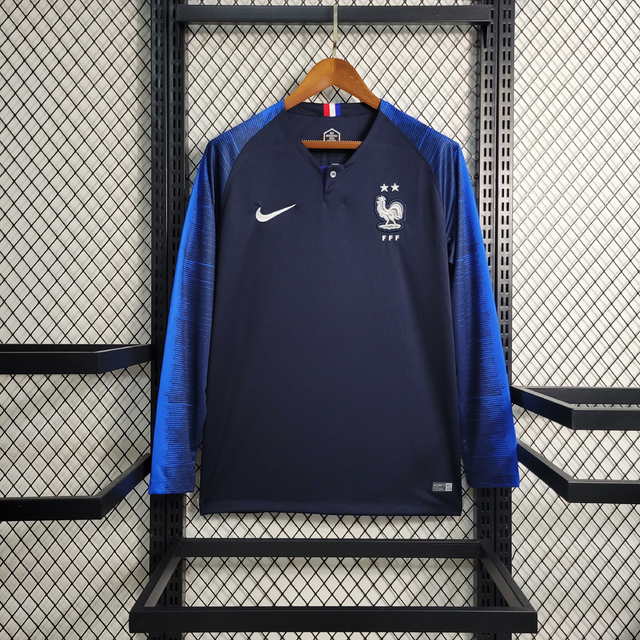 Camisa Retrô Seleção França I Home 2018 Nike Manga Longa Azul