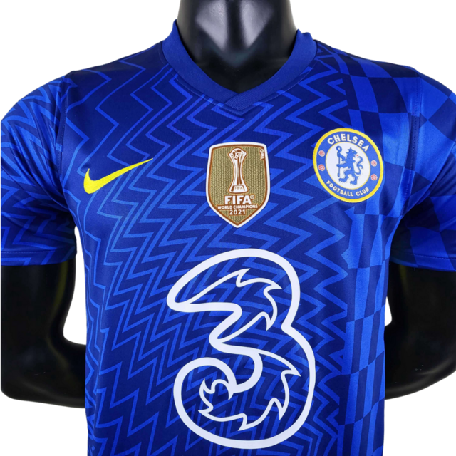 Camisa Chelsea Home 21/22 Nike Azul Patch Mundial Por Apenas R$ 189,90