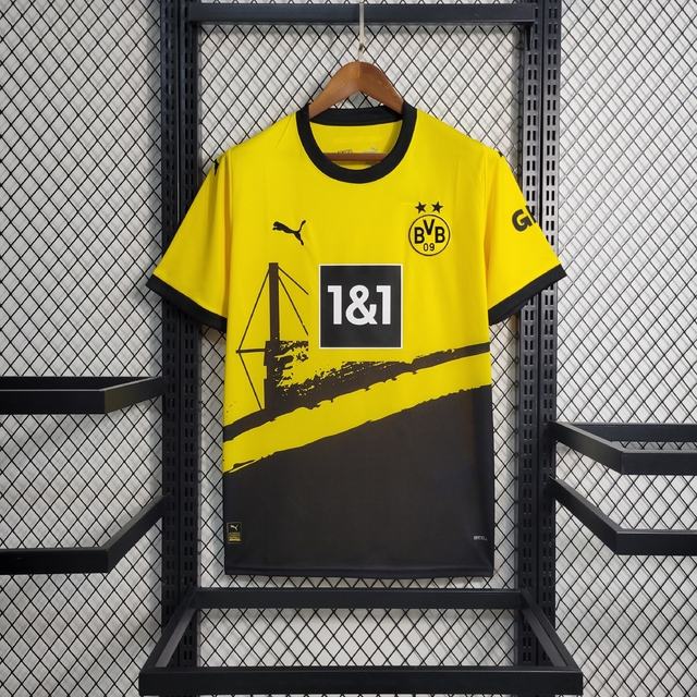 Camisa Borussia Dortmund I 2023 Jogador Masculina - Amarela e Preta