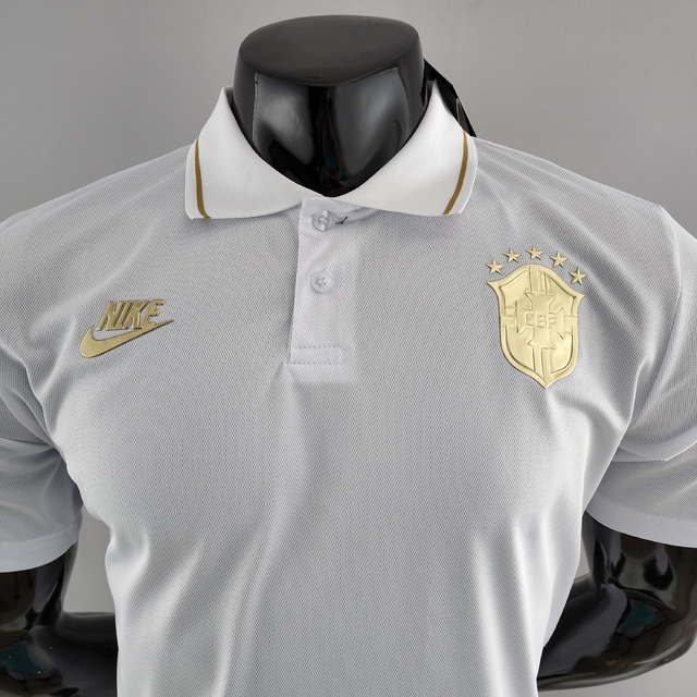 Camisa Brasil Polo 22/23 Todos os Patrocínios Nike - Branca